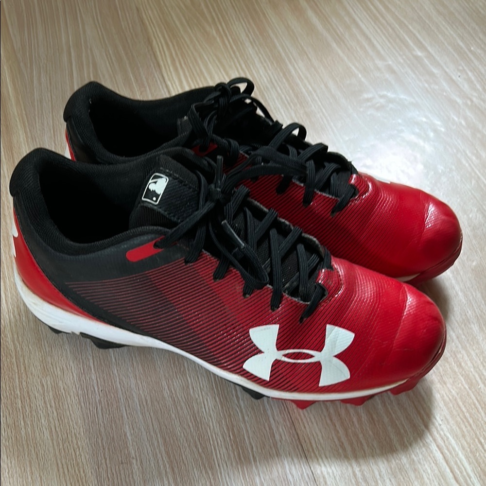 Under Armour cleats red black white